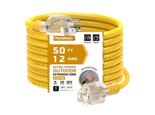 Cabo de extens&atilde;o externa Aweltec 50 FT 12 AWG, soquete iluminado por LED de 1875 W, listado na UL