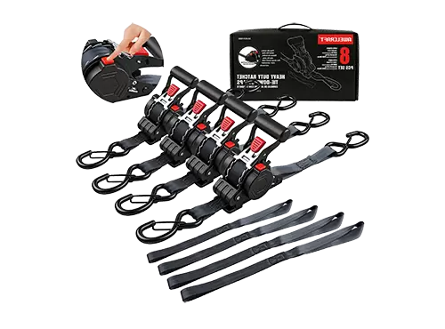 Correias de catraca retr&aacute;teis autom&aacute;ticas, 4 unidades, 1,5" x 10' 3000 lb, resist&ecirc;ncia &agrave; ruptura com al&ccedil;as macias, servi&ccedil;o pesado