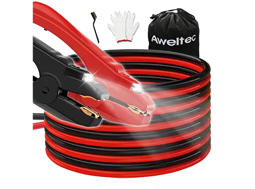 Cabos de jumper AWELTEC calibre 6 16 p&eacute;s com luz LED para caminh&atilde;o SUV de carro