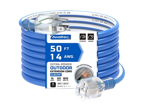 Cabo de extens&atilde;o externa Aweltec 50 FT 14/3 SJEOOW, extremidade iluminada 15A 1875W